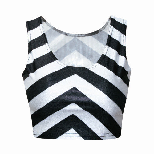 Black / White Stripe Crop Top